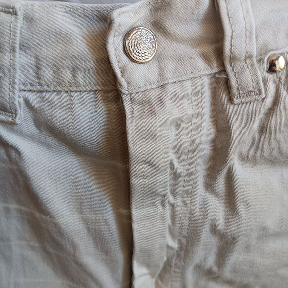 22" Vintage Penneys Foremost Womens Beige Denim Distressed Fringe Hem Shorts 60s - Picture 4 of 6
